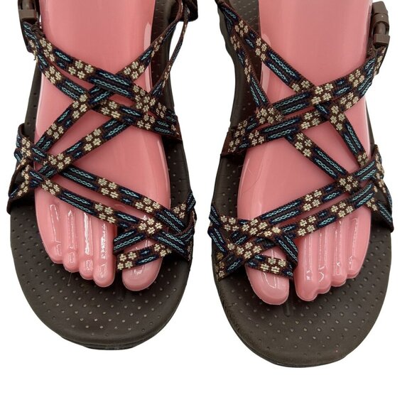 Skechers Womens10.5 Reggae Strappy Slingback Sandal Comfort Cushion Soles Hiking - Picture 4 of 12